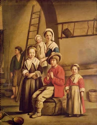 Interior de um celeiro